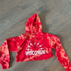 Small Wisconsin cropped Tie dye hoodie